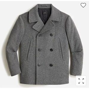 J Crew Mens Dock peacoat Thinsulate Wool Straight Fit Pockets Naval Grey Sz M